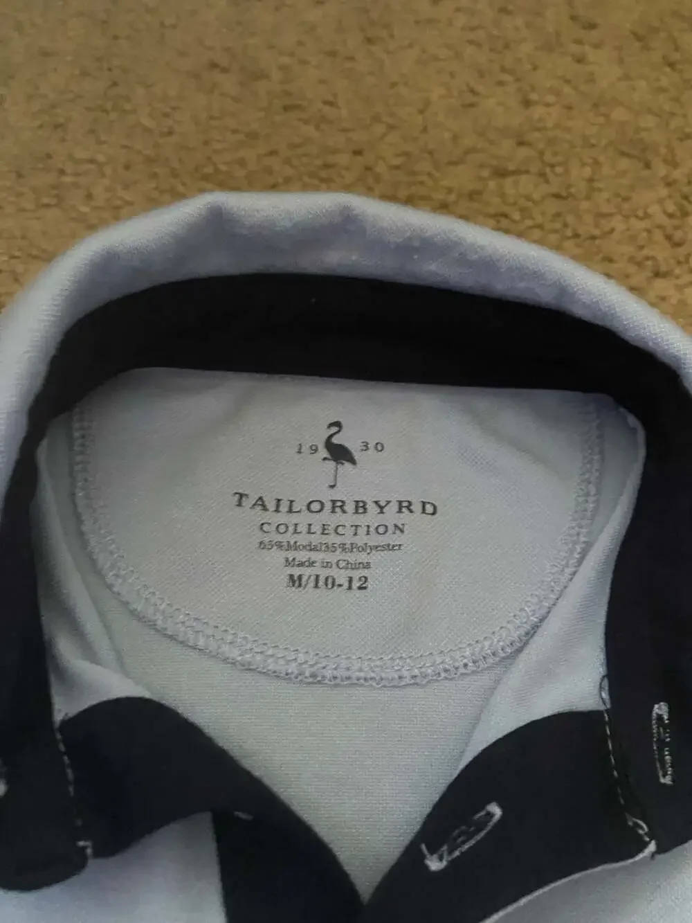 Tailorbyrd Polo Shirt Size M/10-12 Light Blue Contrast Collar